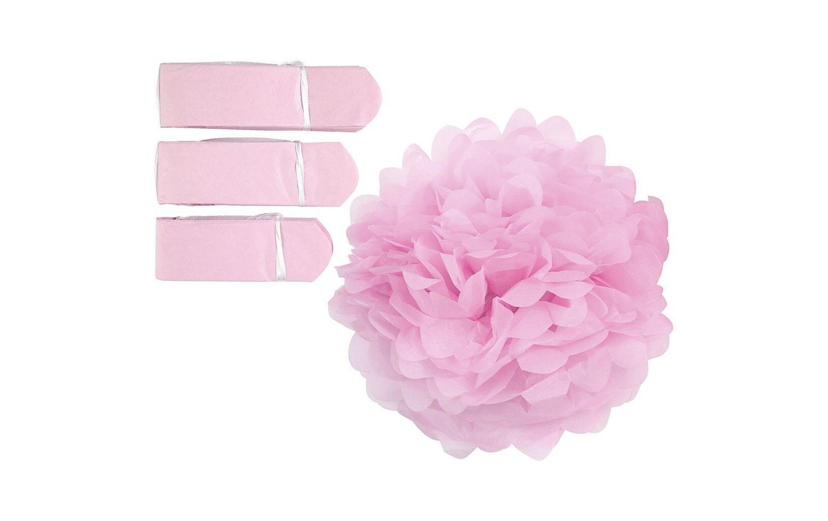 Pompons 20 + 24 + 30 cm 3 Stück, RosaPapier-Pompons rosa