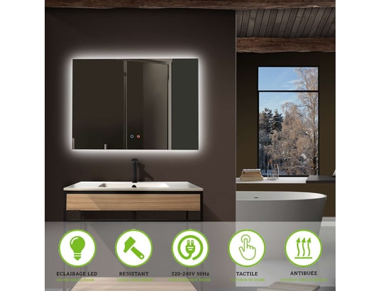 CRISTALED - Miroir de salle de bains lumineux éclairage intégré led rétr...