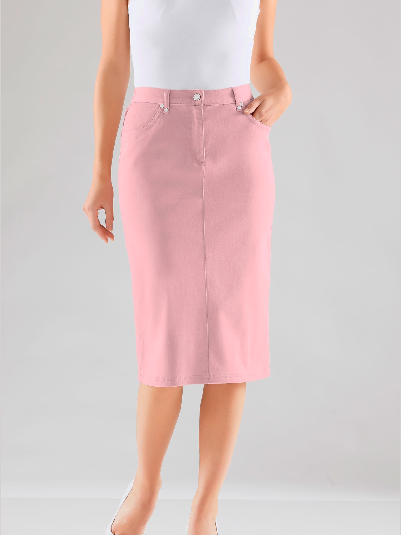 Jupe chic droite avec poches strass fantaisie