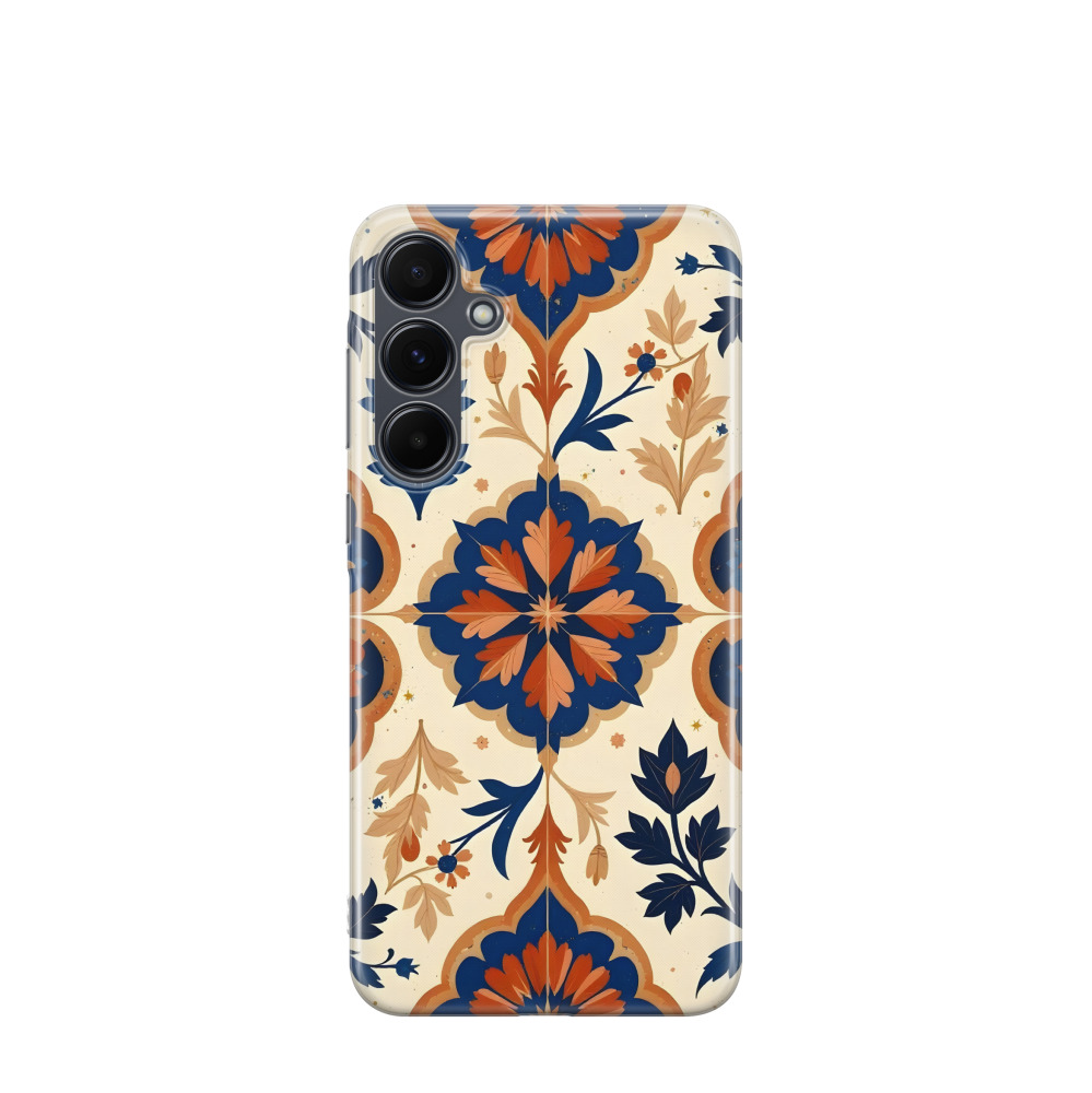Samsung Galaxy A55 Gummi Hülle Majolika-Sonnenblume - Braun