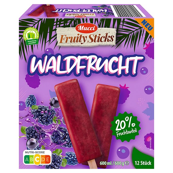 MUCCI Frucht Stieleis 600 g, Waldfrucht