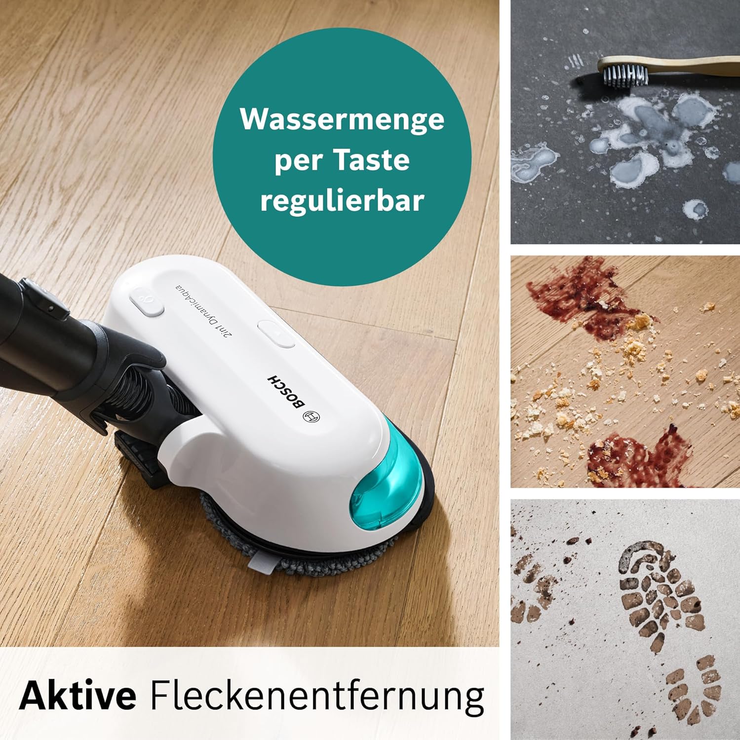 Bosch Akku-Staubsauger Unlimited 7 ProHygienic Aqua BSS712XHYG, kabellos, 2in1 Saugen & Wischen, Knickrohr, HEPA-Filtersystem, 10 Jahre Motorgarantie, 2 Akkus, Schnellladegerät, Made in Germany, weiß