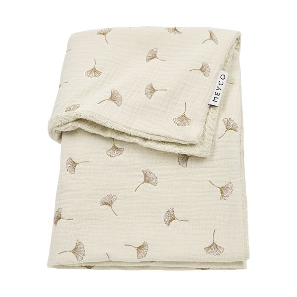 Meyco Baby Gingko Wiegdeken - 75 x 100 cm - Pre-Washed hydrofiel - Soft Sand
