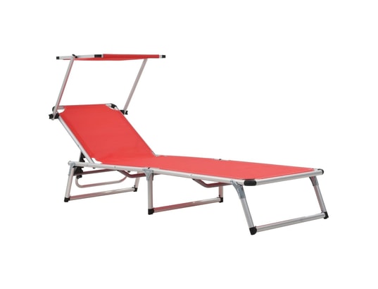 VIDAXL - Bain de soleil Chaise longue pliable avec auvent aluminium et textilène