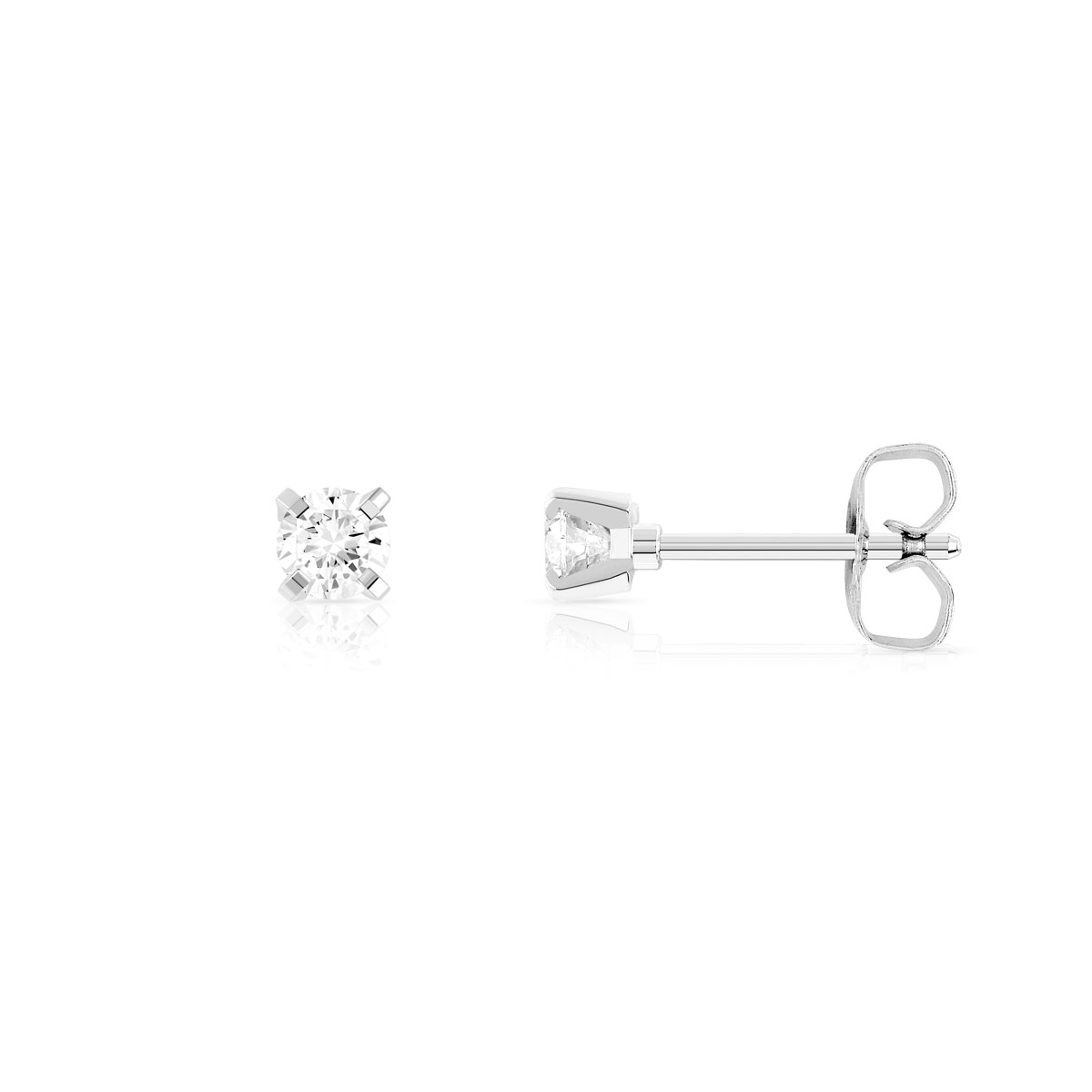 Boucles d'oreilles or 750 blanc diamant