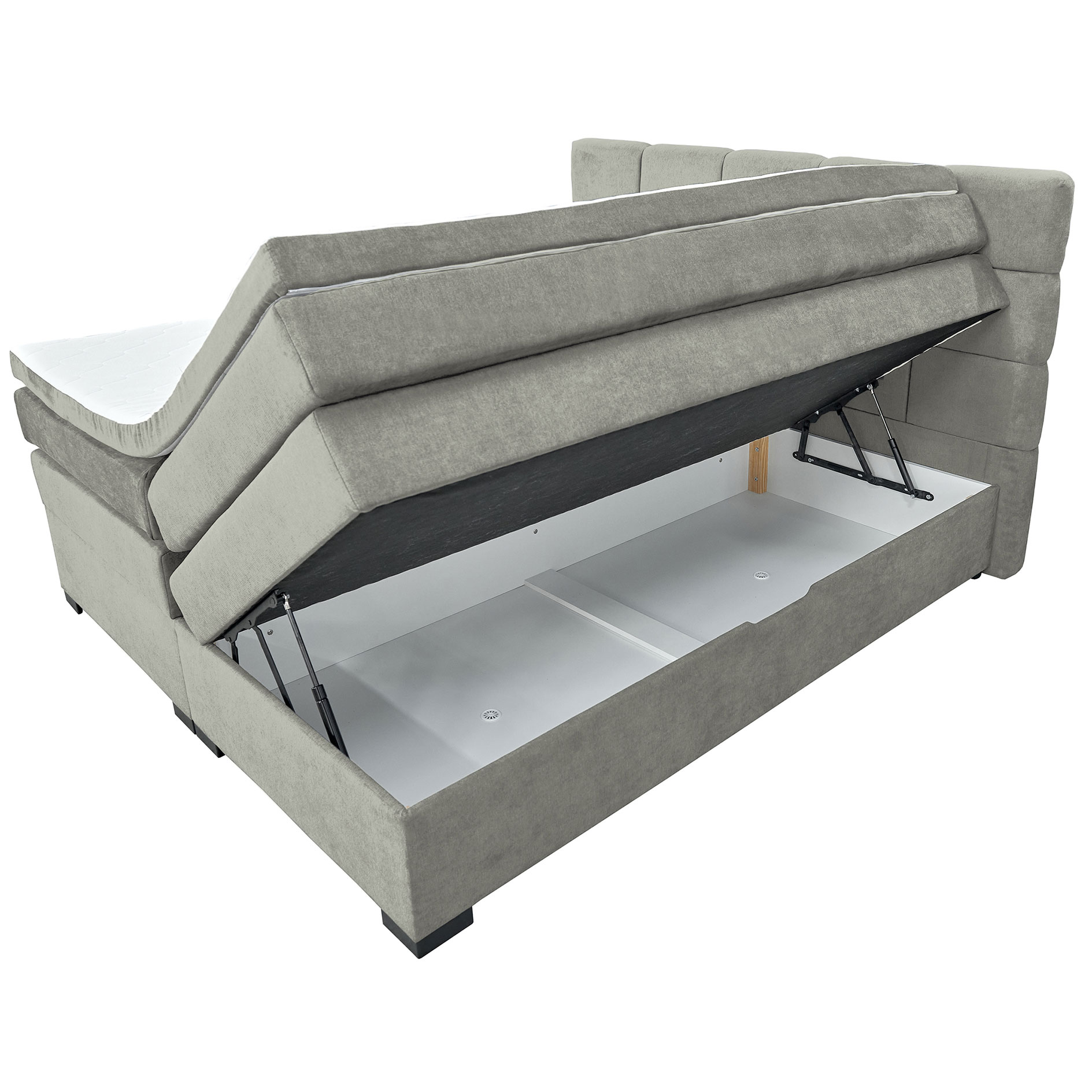 Boxspringbett - grau - mit Topper - H2 - 180x200 cm