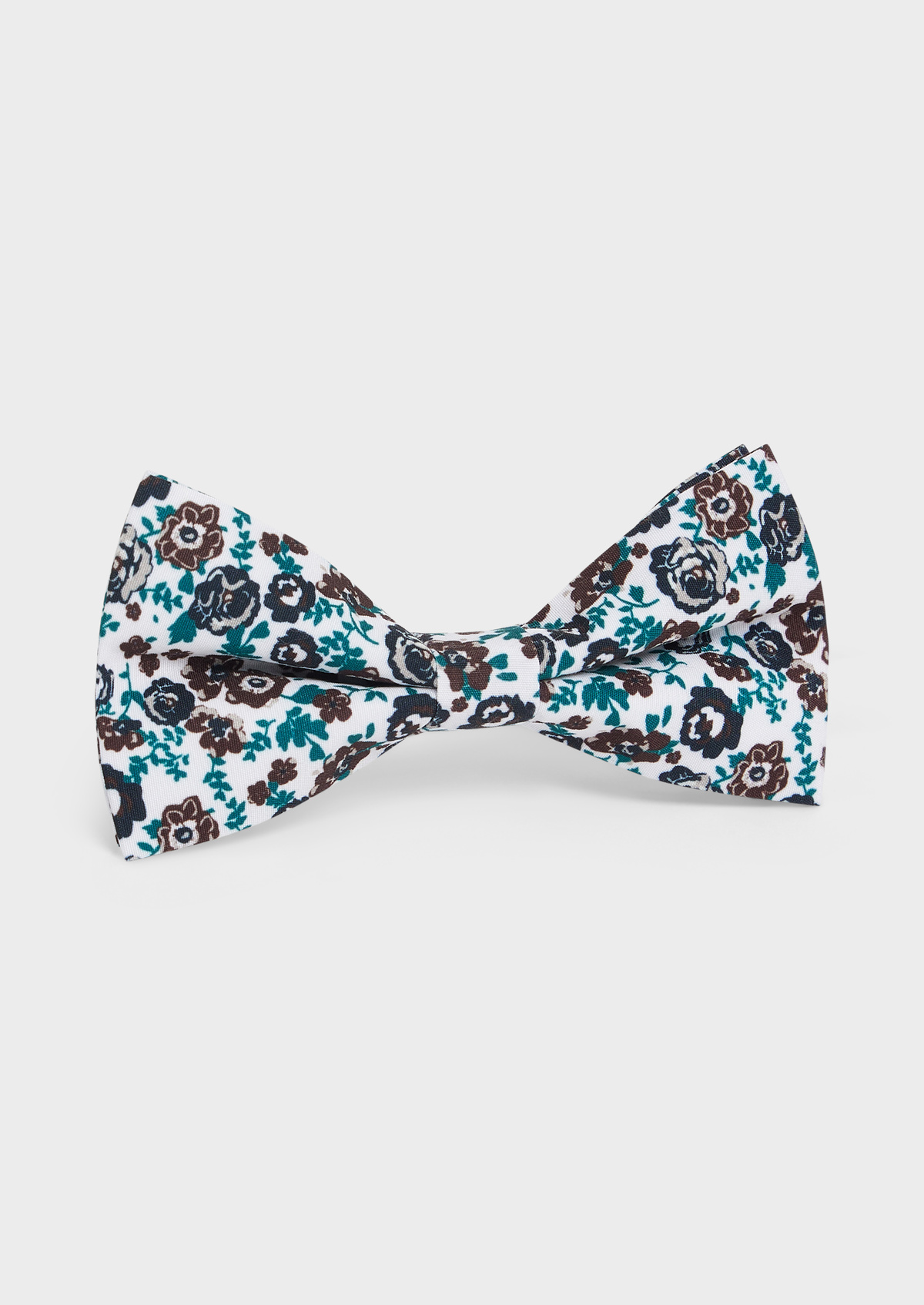 Noeud papillon blanc à motif fleuri vert sapin et bordeaux