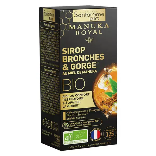 Santarome Organic - Xarope para os brônquios e garganta com mel de Manuka orgânico - 125ml