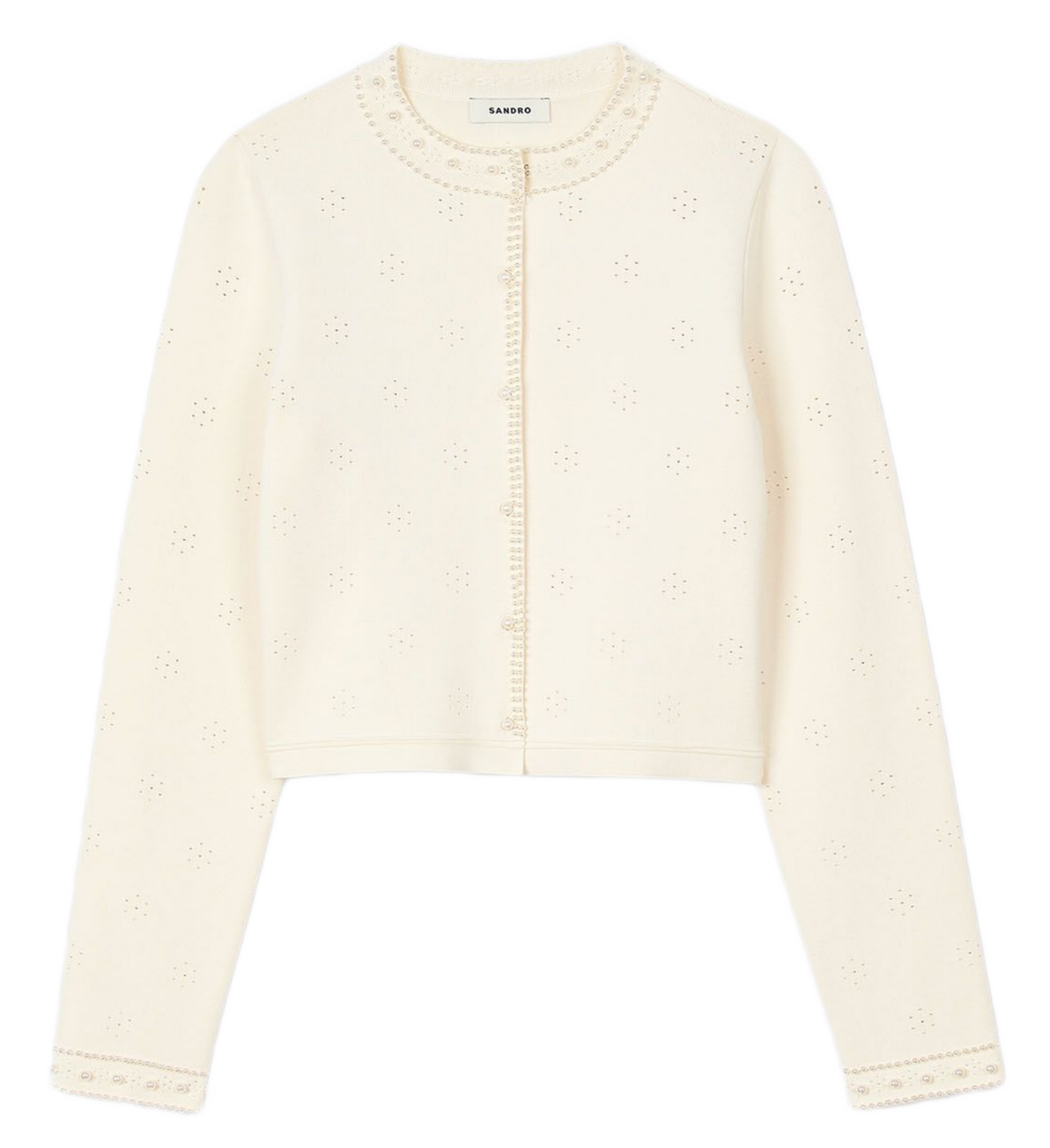 Cardigan court perlé | Blanc