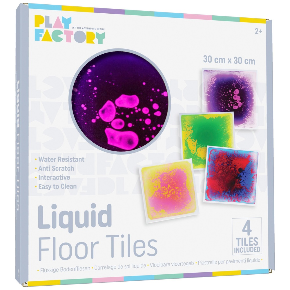 Play Factory Flüssige sensorische Bodenspielfliesen, 4er-Pack