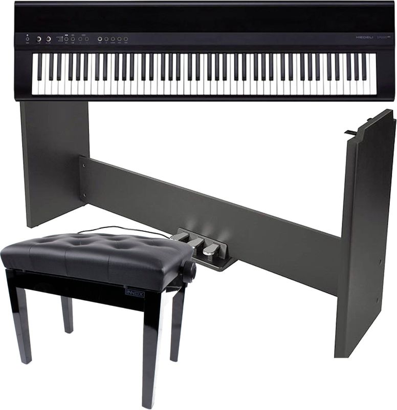 Medeli SP201+ digitale piano zwart + onderstel + pianobank