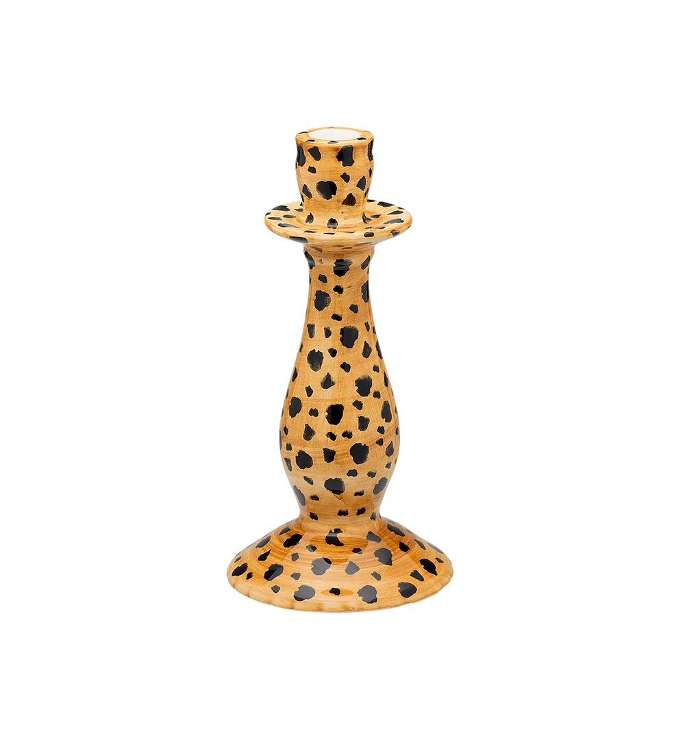 Anna + Nina  Leopard lysestage, brun - H24 cm.