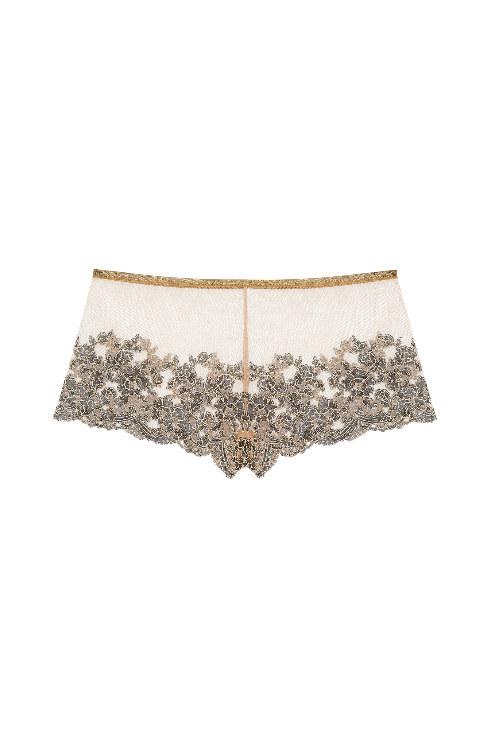 saana Shorty en tulle brodé marine et lurex or Or