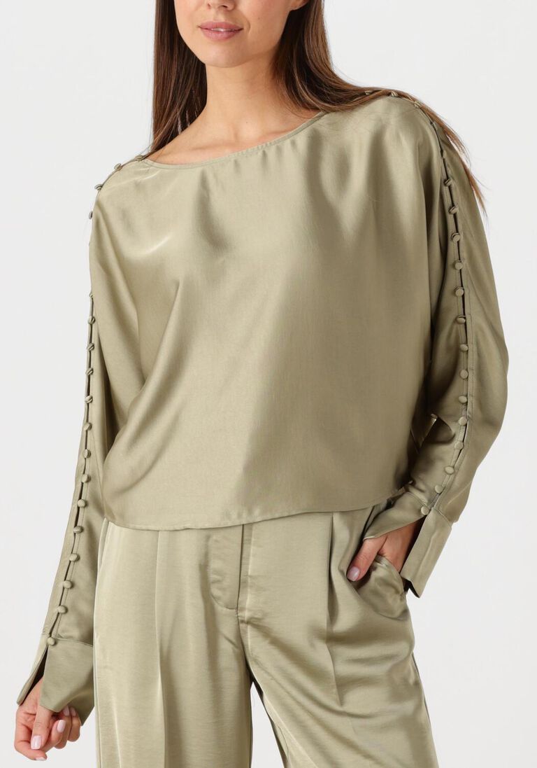 khaki dante6 blouses rocco satin button detail top