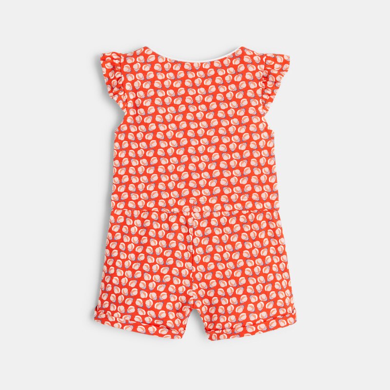 Combi courte légère imprimée orange bébé fille Orange