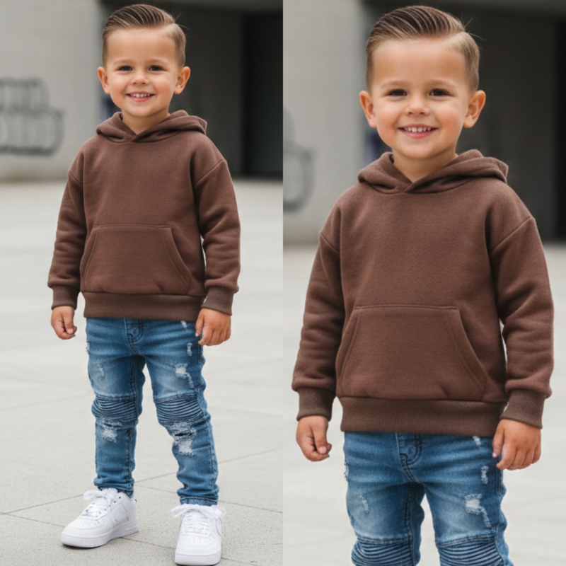 Mini Street Style Basic Hoodie - bruin