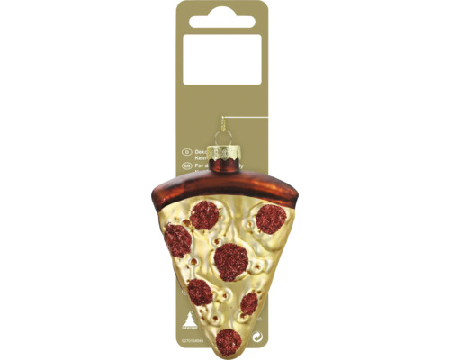 Kerstdecoratie hanger pizzapunt glas rood geel