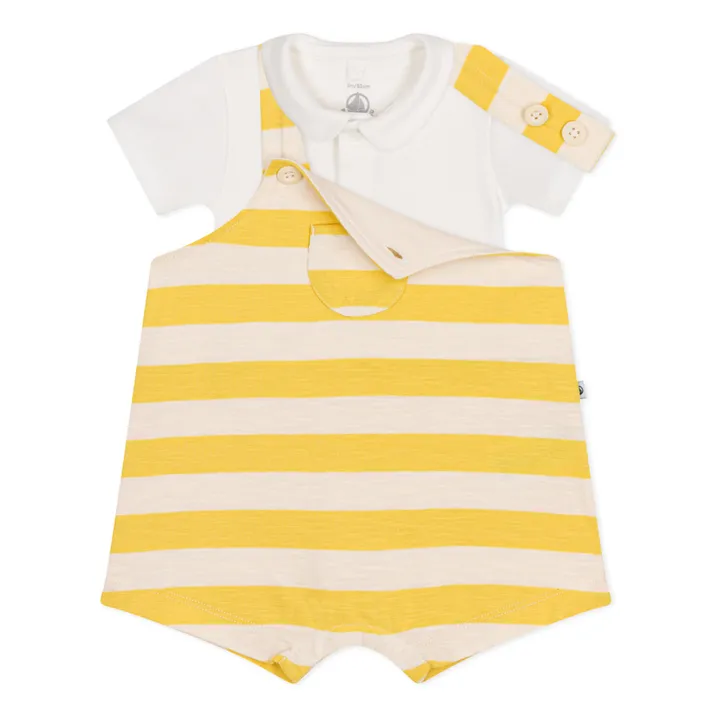 Petit Bateau Ensemble Salopette Mangi Jersey Flammé | Jaune moutarde