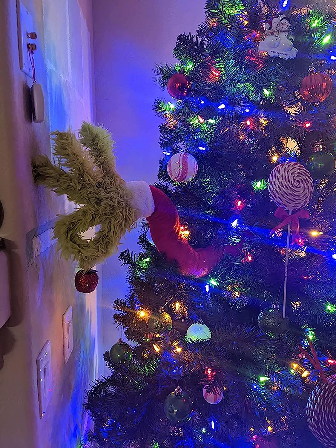 (70x30cm) Christbaum Schmuck Plüsch Weihnachts Baum Deko Ornament - Grüner Bösewicht Arm