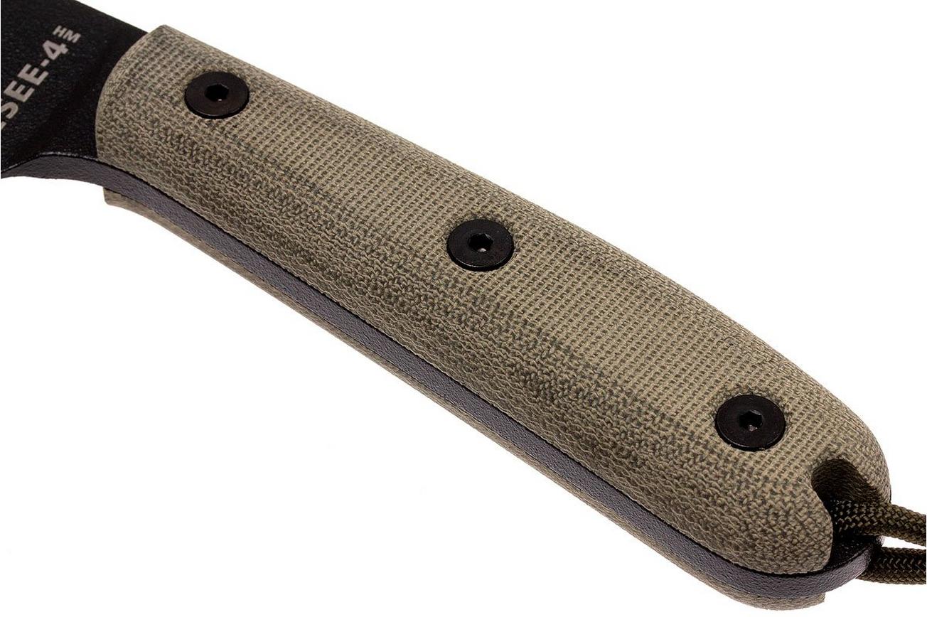 ESEE Model 4HM bushcraftmes Modified Handle, lederen schede