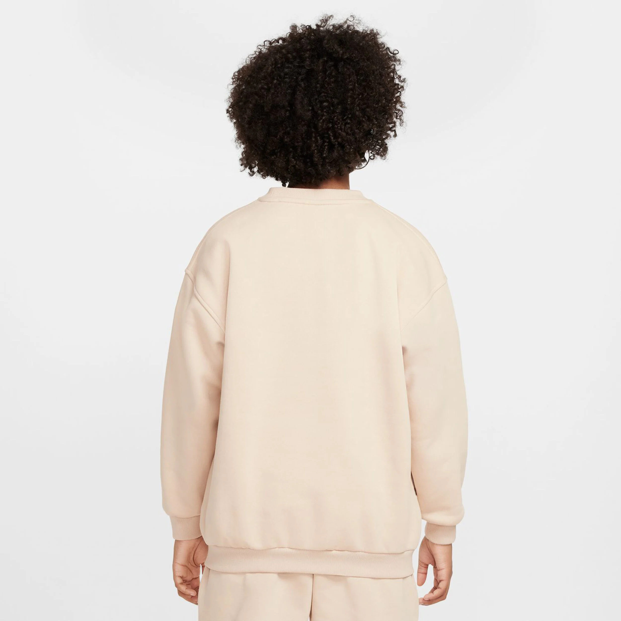 Nike Club Fleece Oversized Crew Sweat-shirt Filles - Beige , Blanc