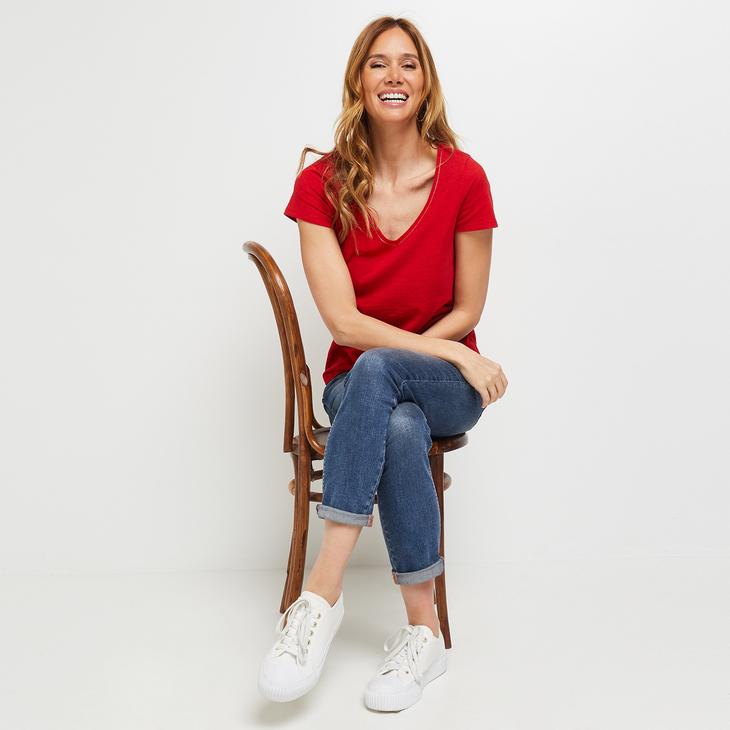 Tshirt uni femme - ROUGE
