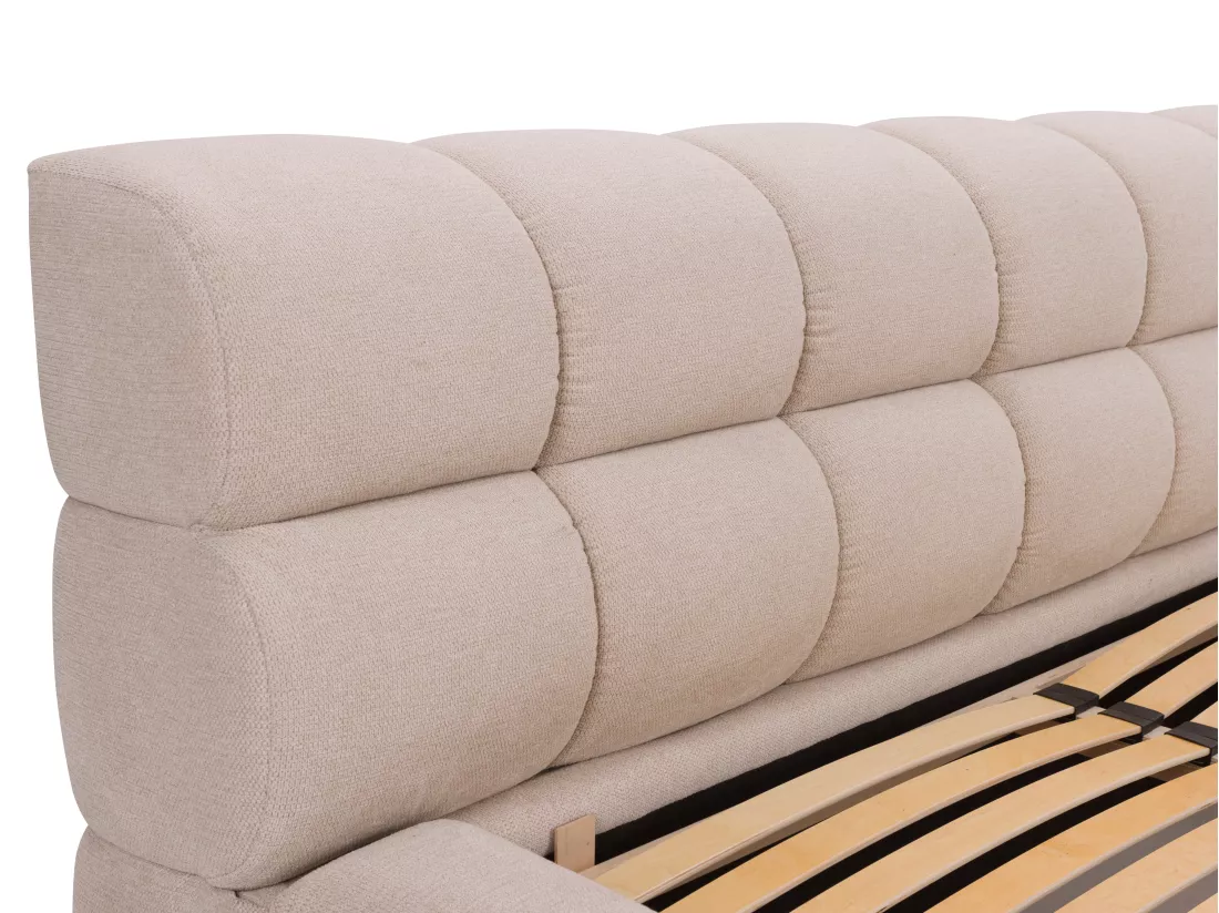 Lit coffre 200 x 200 cm - Tissu - Beige + Matelas - FORVIK de Pascal Morabito