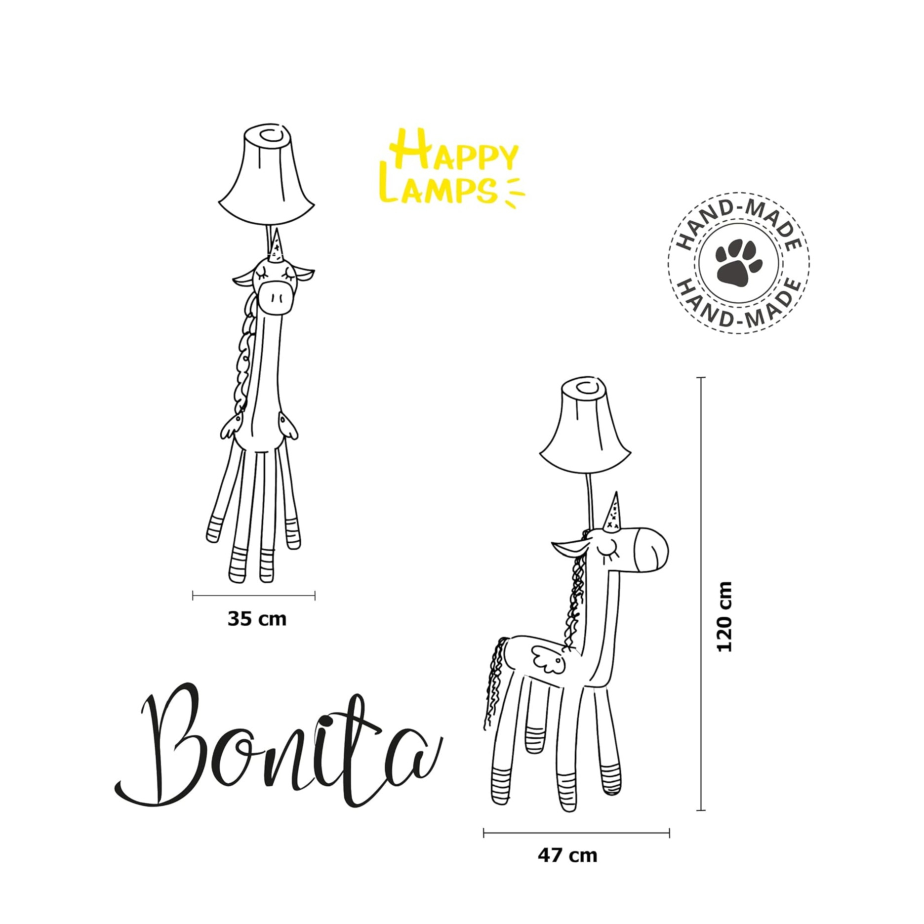 Design Stehleuchte LED Lampe Kinderzimmer Stofftier Deko Beleuchtung (HL10002) - Bonita das Einhorn
