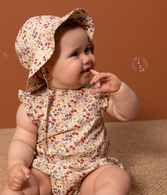 Combinaison courte bébé en popeline imprimée
