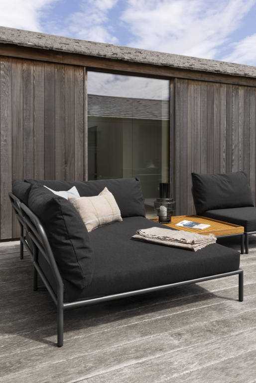 Houe Level2 Cozy Corner loungebank links frame donkergrijs stof alpine