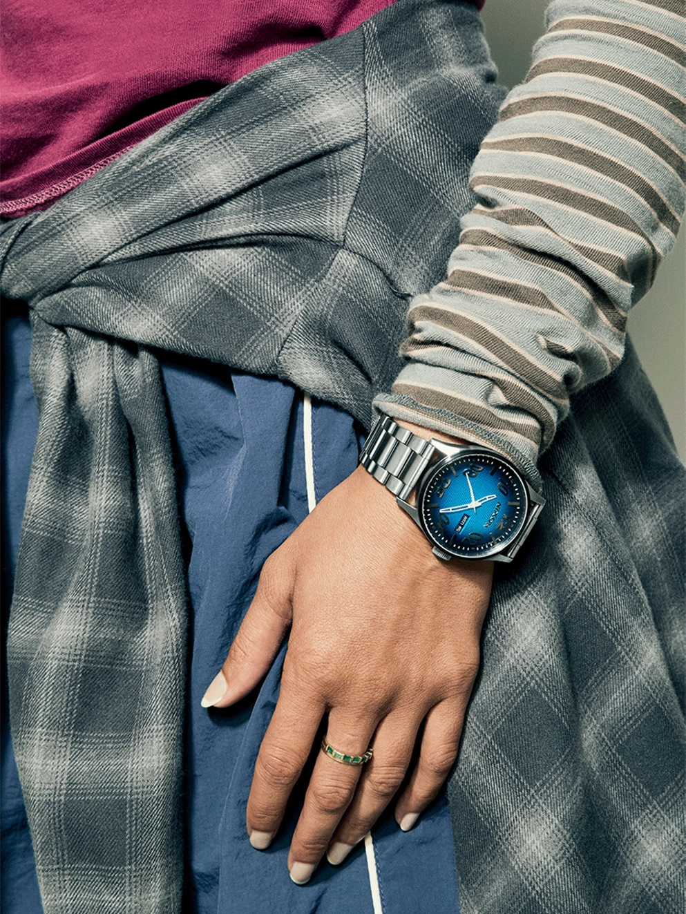 Nixon The Sentry Stainless Steel Watch fisheye/silver/polar blue