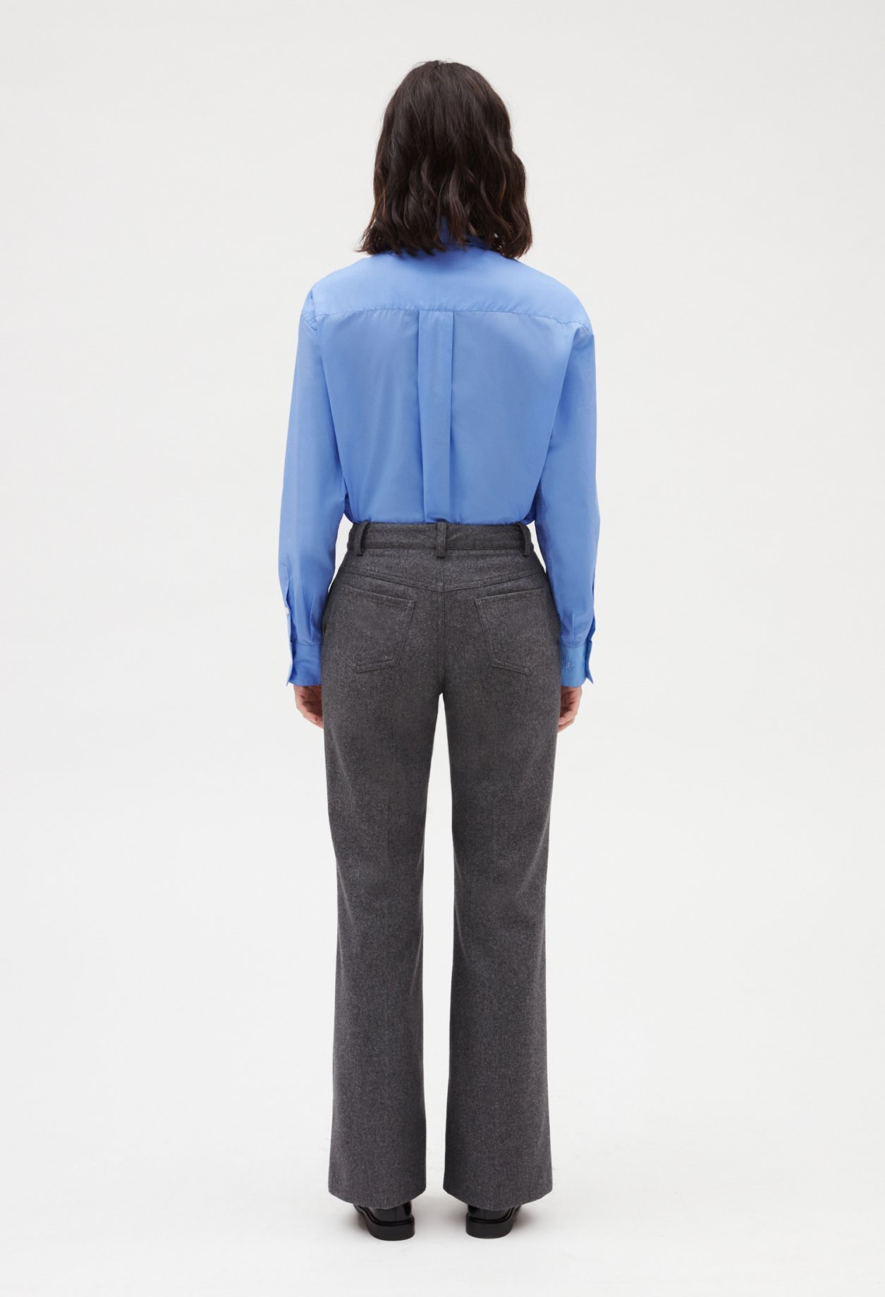 Pantalon flare gris chine