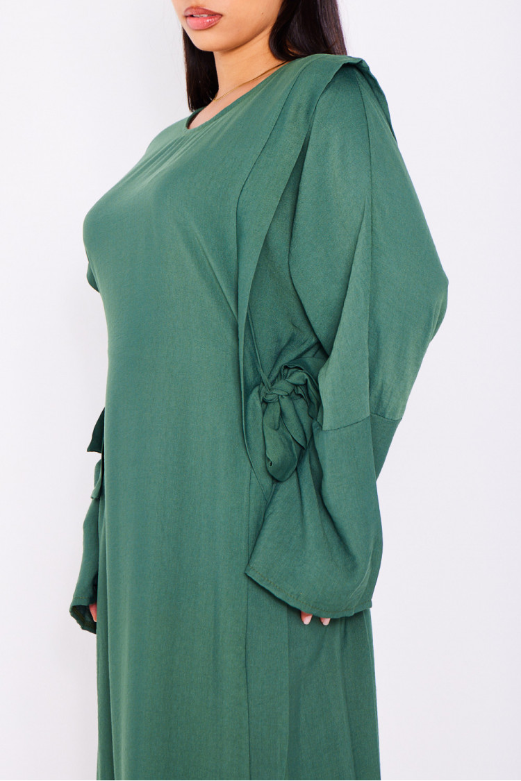 Robe kaki à empiècement noué sur les côtés