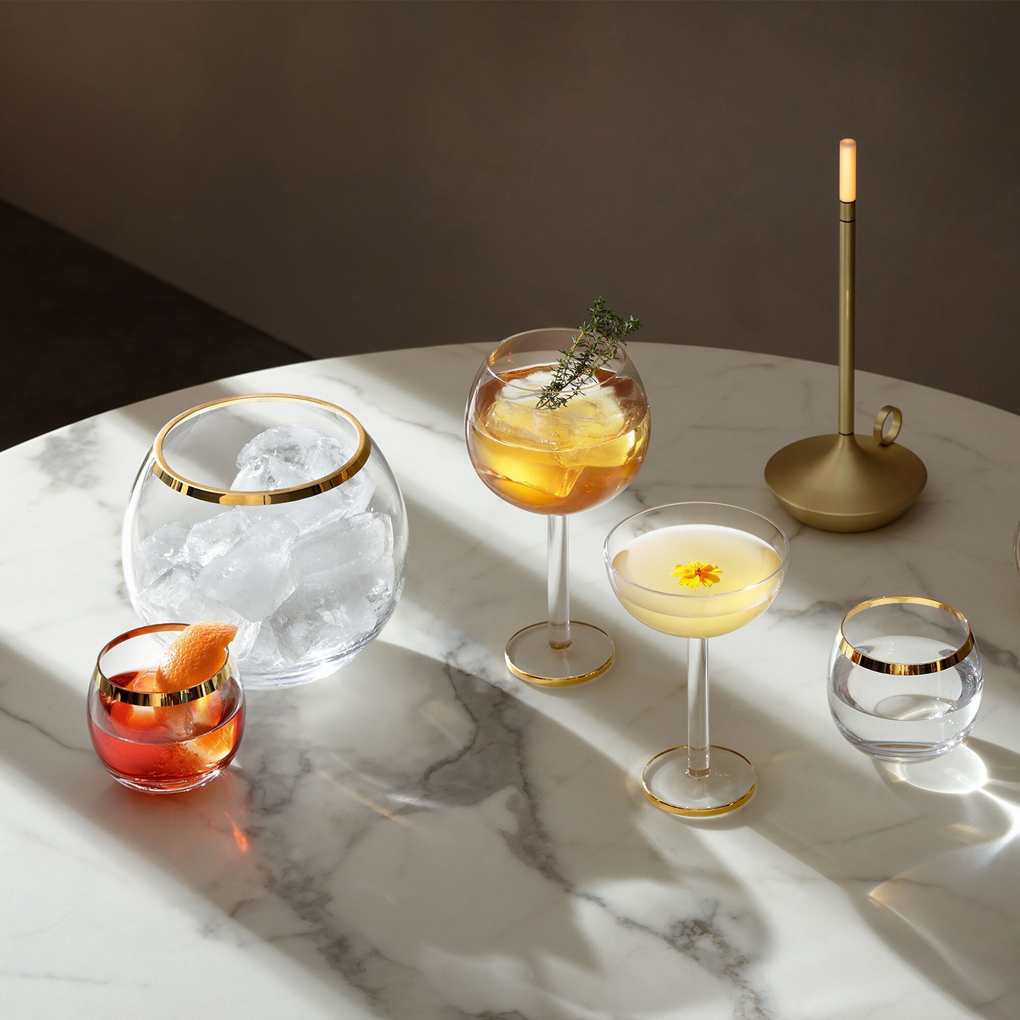 Luca Ballonglas 2er Set 560ml gold - Gold, Transparent / H: 20.1 cm