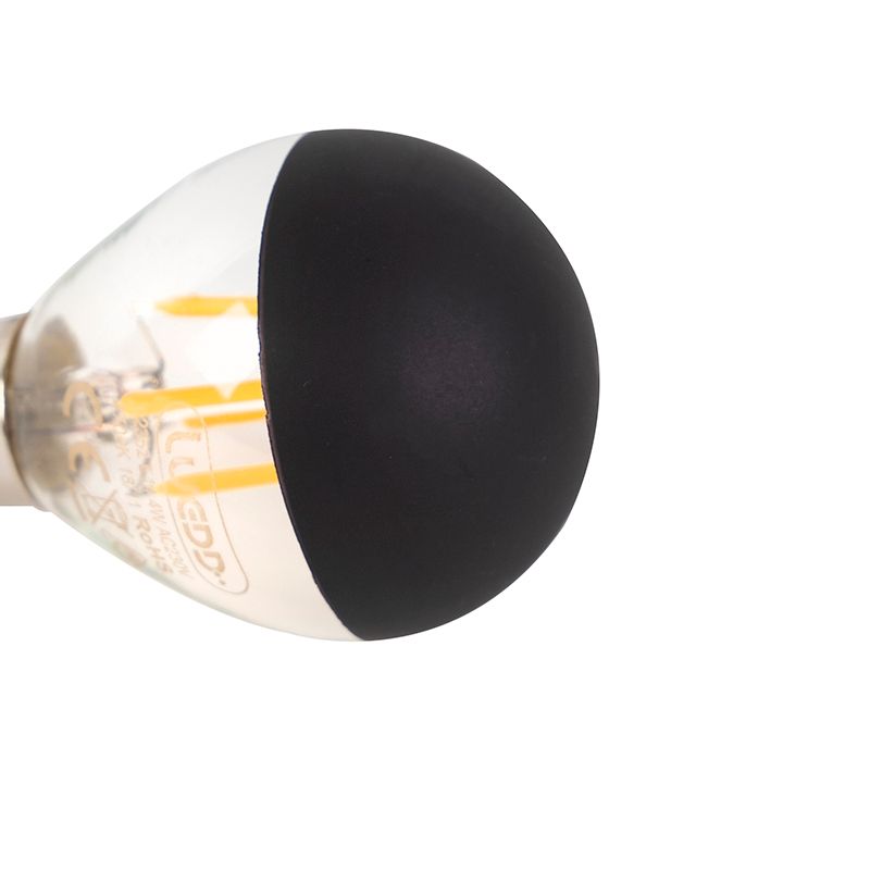 E14 dimbare LED filamentlamp kopspiegel P45 zwart 300 lm 2700K