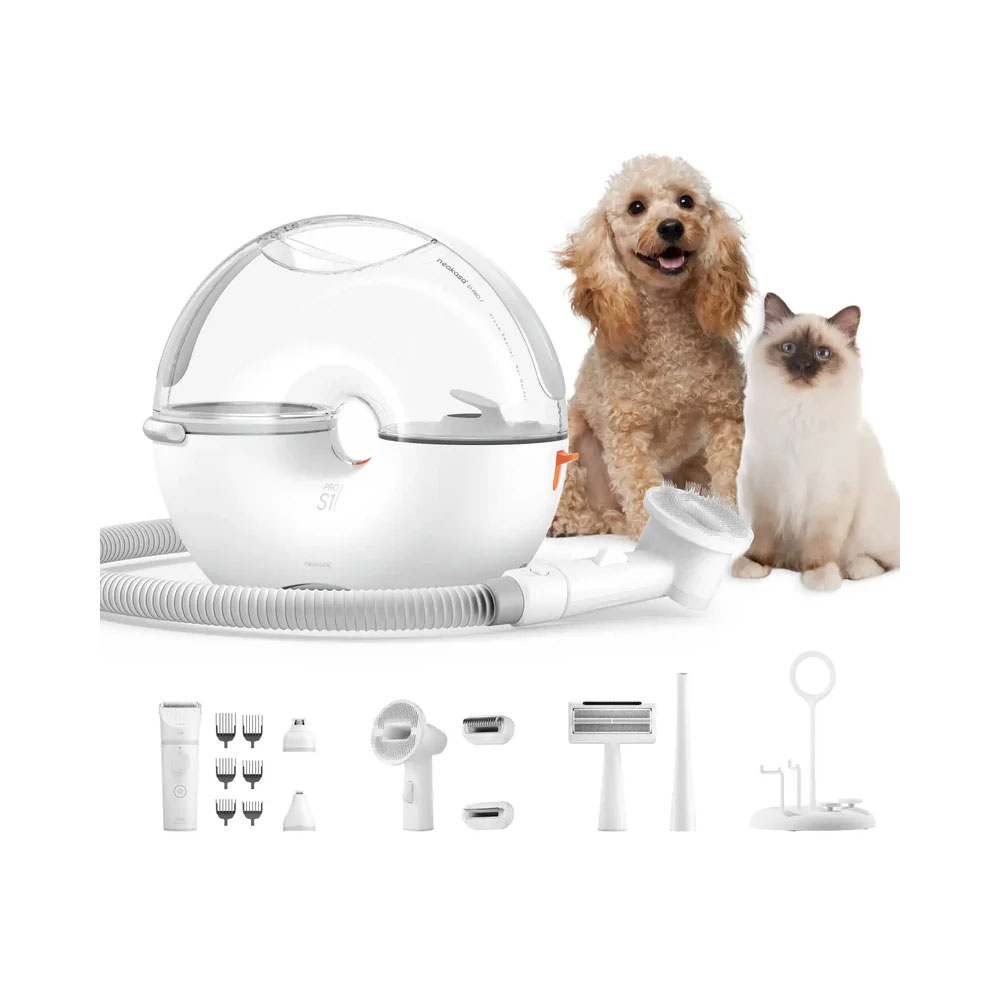 8in1 S1 Pro Haustier Schermaschine Fell Rasierer Pflegeset mit Staubsauger für Hunde / Katzen (B0CGPLD266) - Weiss