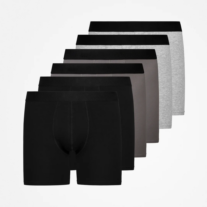 Lange Boxershorts ohne Logo aus Bio-Baumwolle Mix (Schwarz/Grau/Hellgrau)