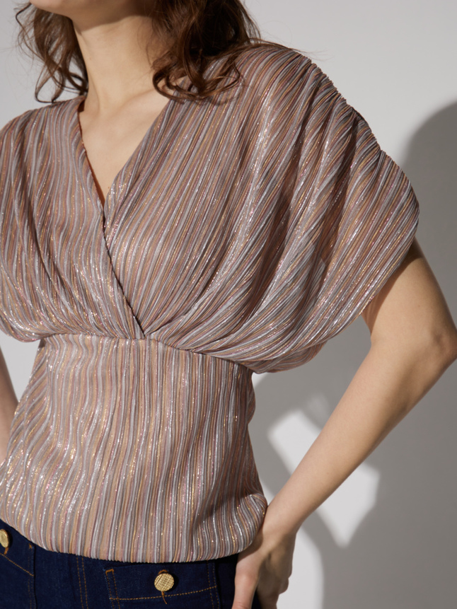 Top lurex rayé rose