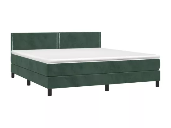 Sommier tapissier matelas et LED Vert foncé 180x200 cm Velours