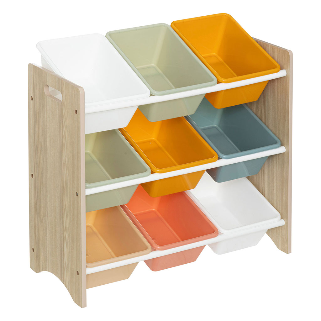 Meuble de rangement enfant 9 bacs 60x29.5x66 cm
