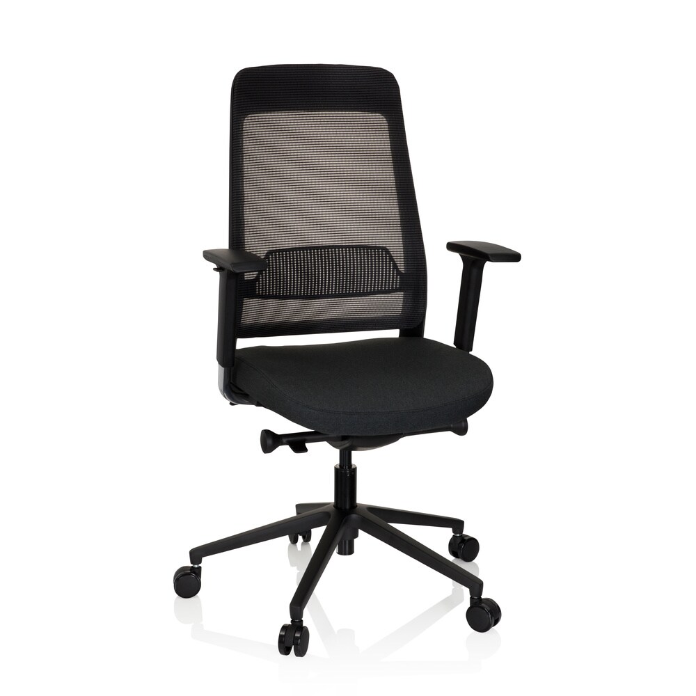 Profi Bürostuhl CHIARO T1 BLACK Stoff/Netzstoff mit Armlehnen (höhenverstellbar) hjh OFFICE