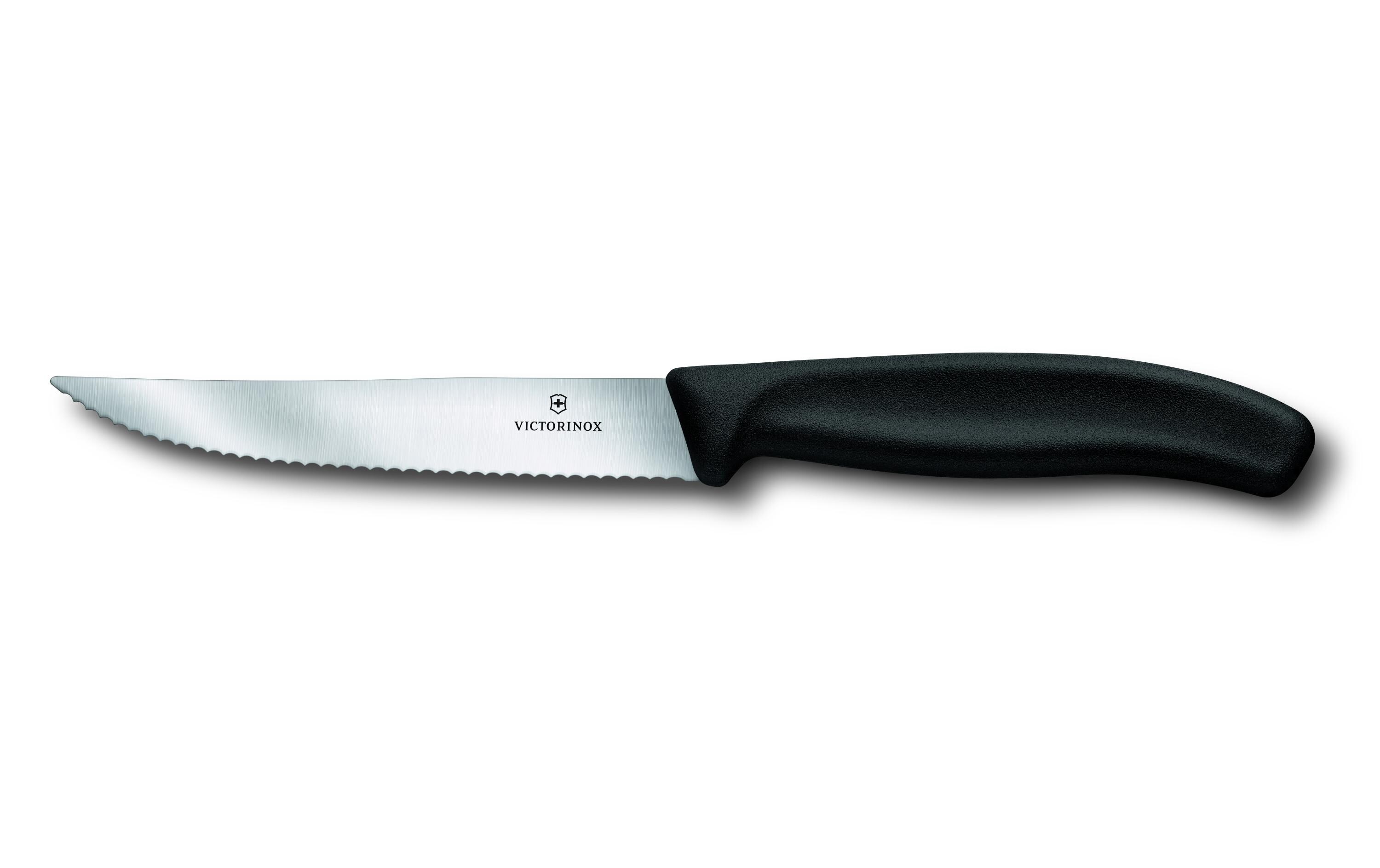 Steakmesser Swisss Classic Gourmet Mittel, 2 Stück, SchwarzMesser mit Wellenschliff
