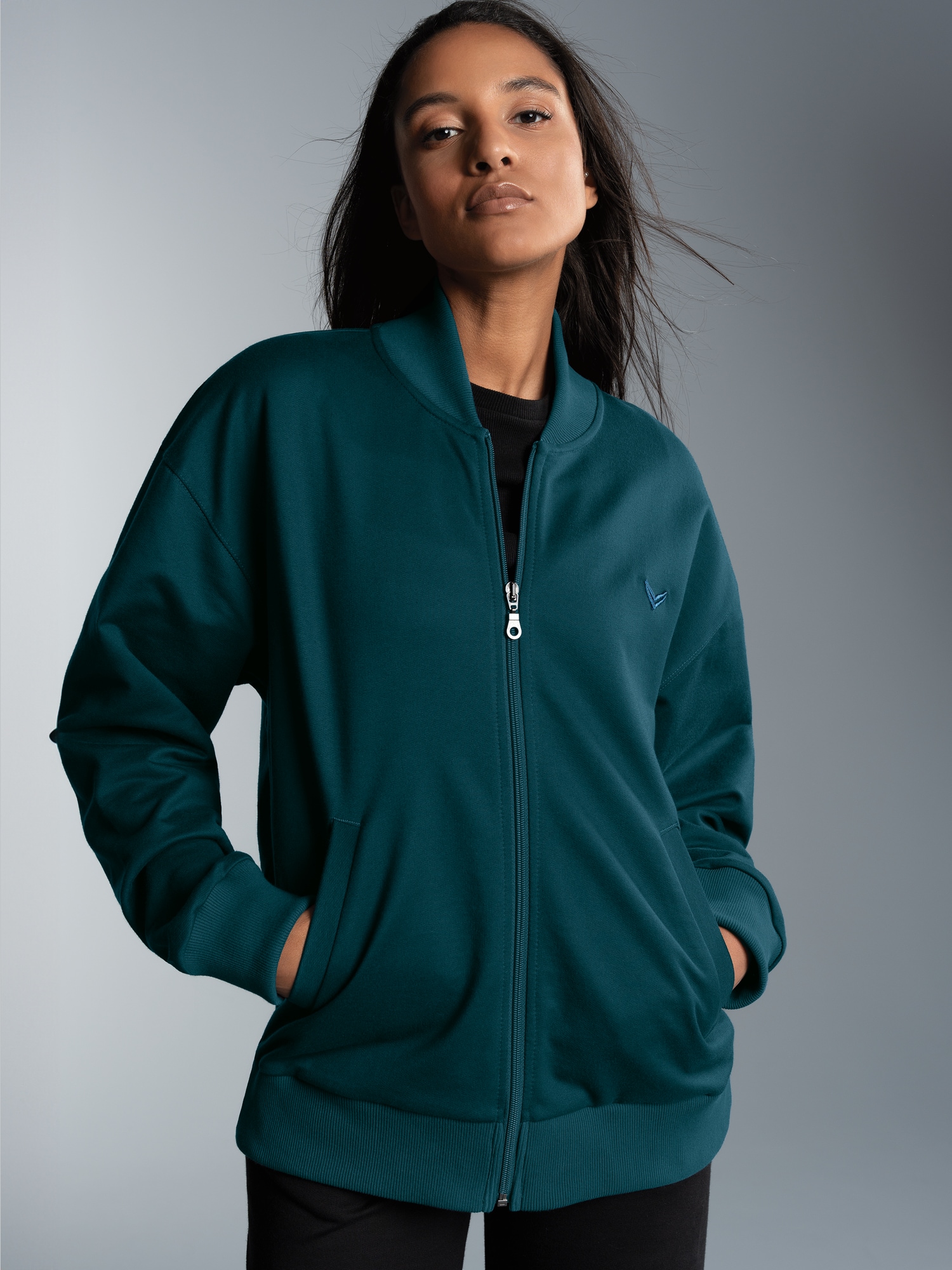 Collegejacke in weicher Sweat-Qualität Saphir
