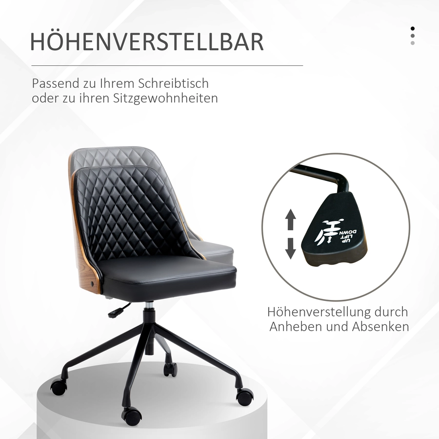 Vinsetto Bürostuhl mit Holzverkleidung Rückenlehne schwarz