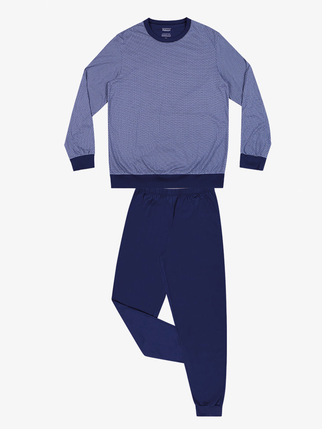 Pyjama long col rond homme Mercerisé