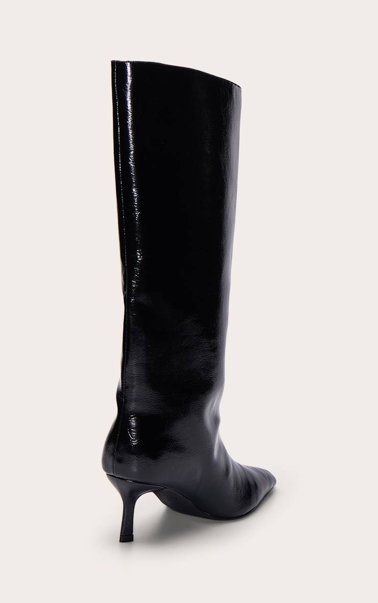 Noir Botte Haute À Talon Bobine En Synthétique