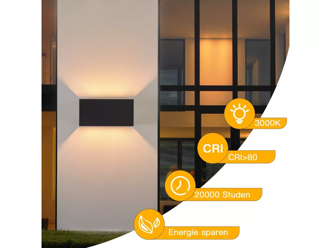 NETTLIFE 4 Lampes Murales Extérieures LED Noires, Éclairage Ascendant/Descendant, IP65, Lumière Blanche Chaude G9