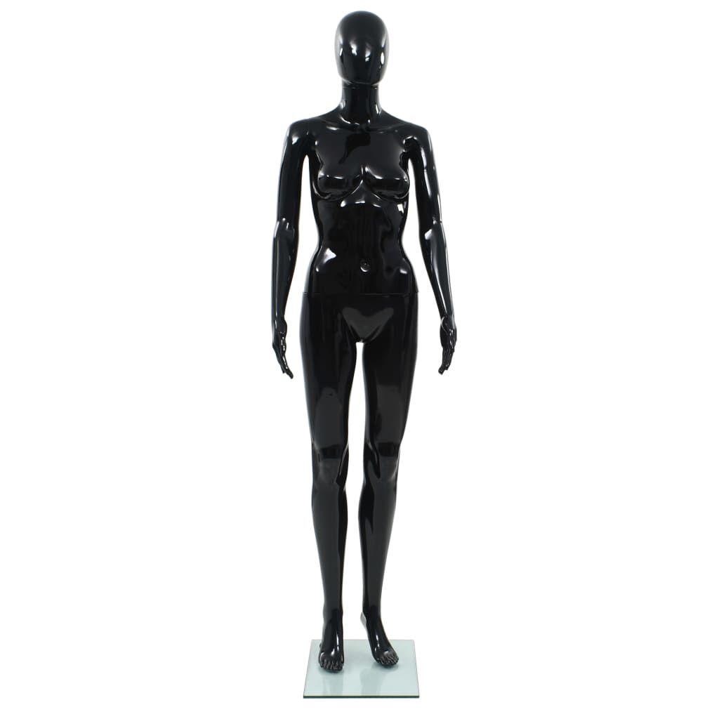 vidaXL Dames Paspop met Glazen Voet Glanzend Zwart 175 cm