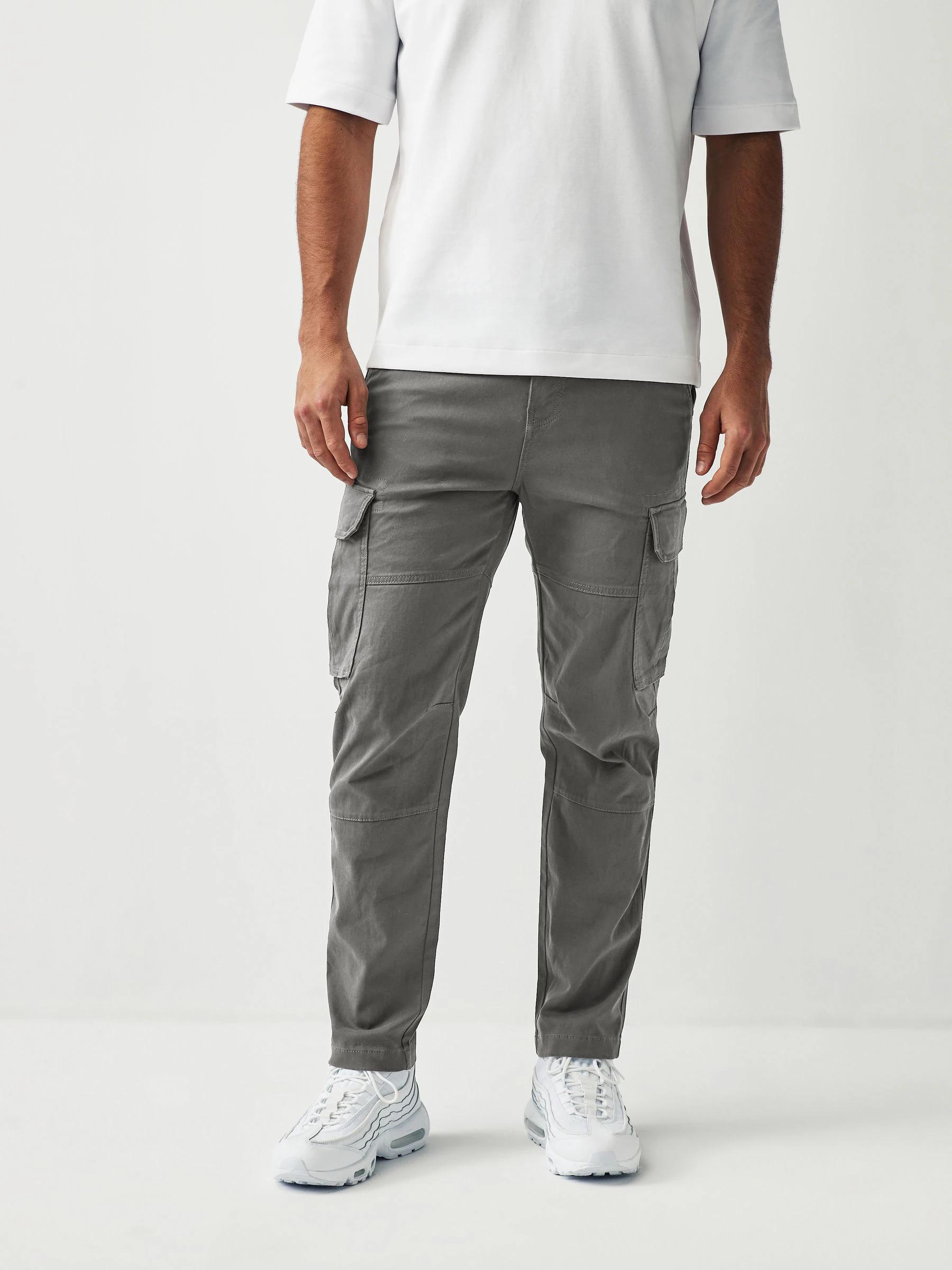 Zwart/antraciet - Slim Fit - Verpakking van 2 stretch-cargobroeken met hoog katoengehalte