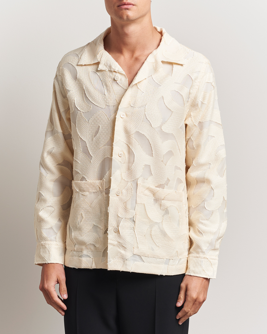 NN07 Hank Fil-Coupé Jacquard Overshirt Off White